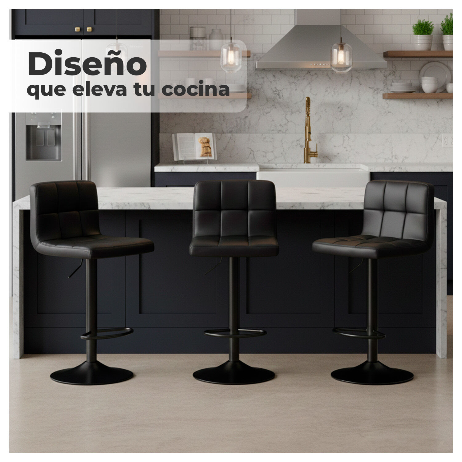 Pack 4 Silla De Bar Con Base Mate Y Altura Regulable Dise&ntilde;o Moderno image number 4.0