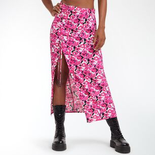 Falda Larga Abierta Estampada Tiro Medio Skinny Mujer Rolly Go
