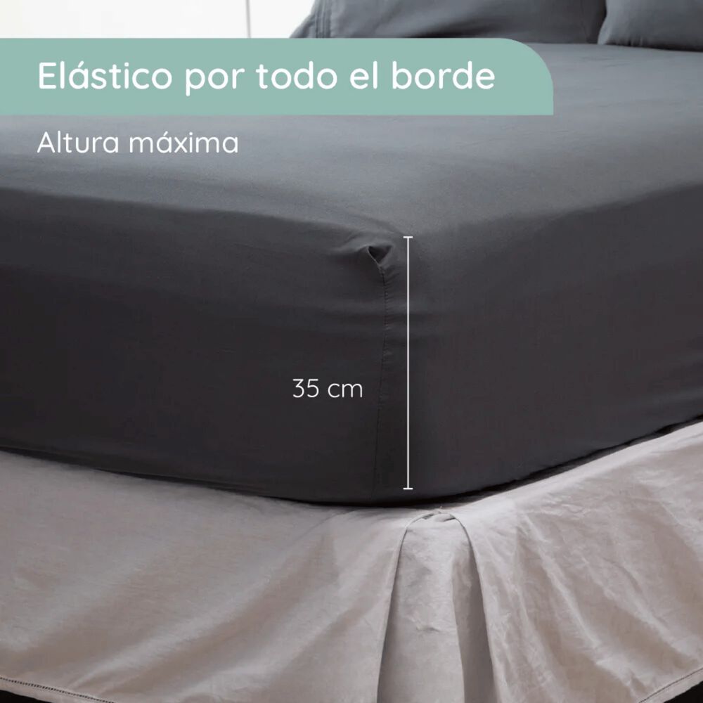 Sabanas Colchón Super King Microfibra 300 Hilos Gris Oscuro image number 1.0