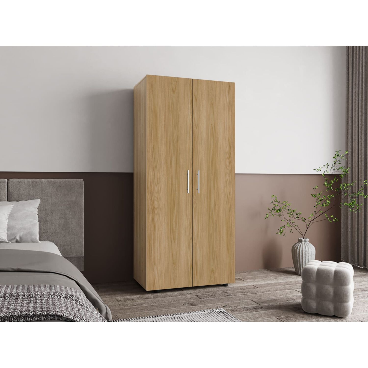 Closet 2 Puertas Fm Melamina Caf&eacute; Claro Y Blanco 180x80x48 Cm image number 4.0