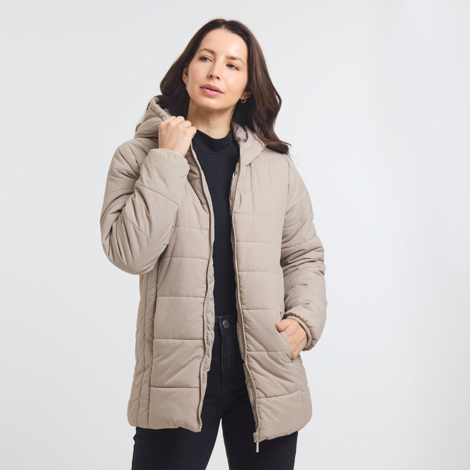 Parka Larga Cuello Alto Con Capucha Mujer Geeps image number 0.0