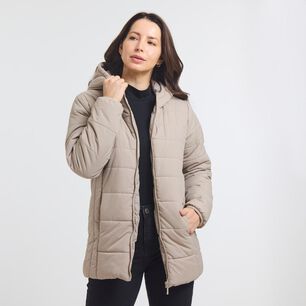 Parka Larga Cuello Alto Con Capucha Mujer Geeps