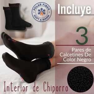 Pack 3 Pares Calcetines Chiporro Mujer Ultra T&eacute;rmico Negro Invierno Polar