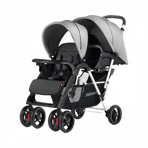 Coche Doble Duo Reclinable Plegable Gris By Lubabycas Coche Doble Duo Reclinable Plegable Gris By Lubabycas