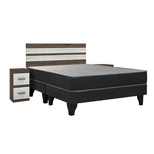Cama Europea Celta Apolo Black / 2 Plazas / Base Dividida + Set De Maderas Madrid