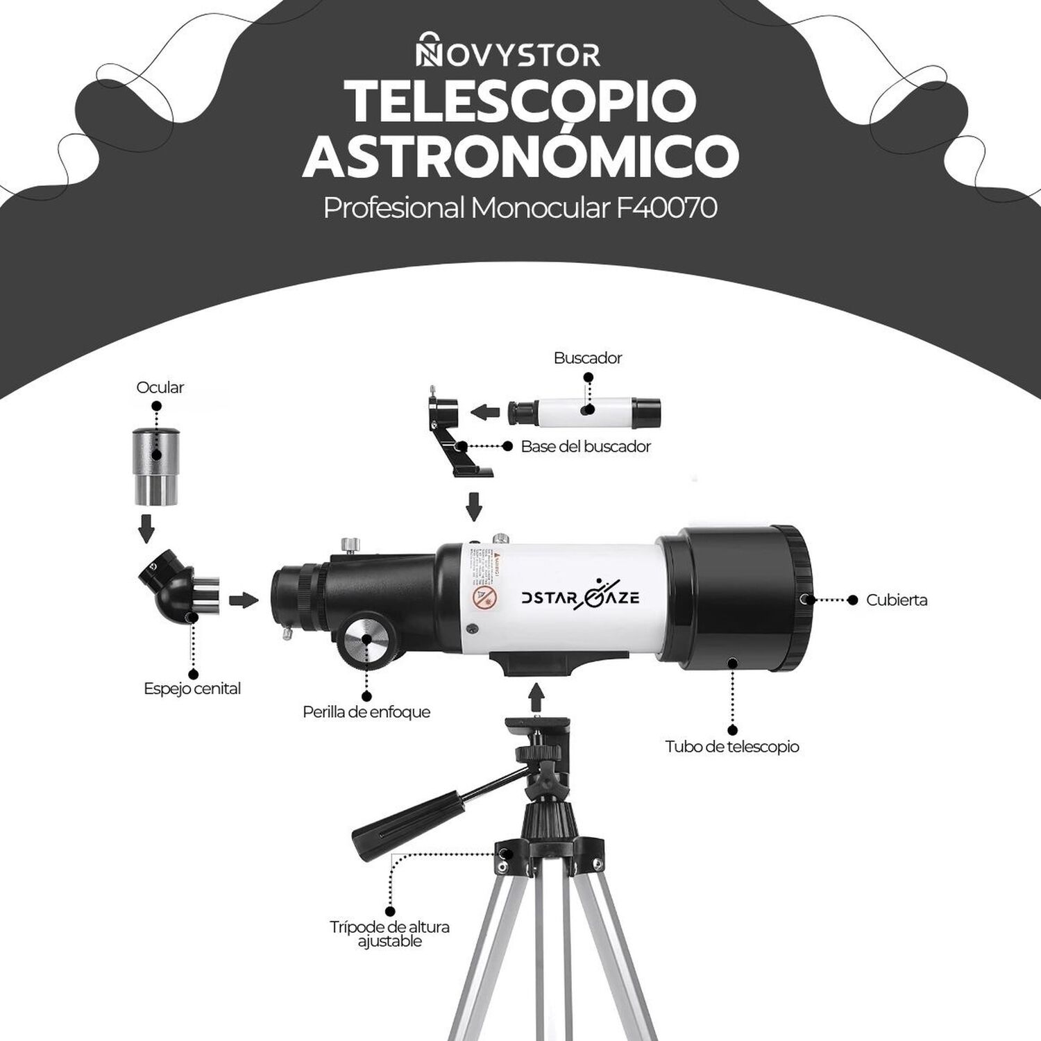 Telescopio Astron&oacute;mico Profesional Monocular F40070 image number 2.0