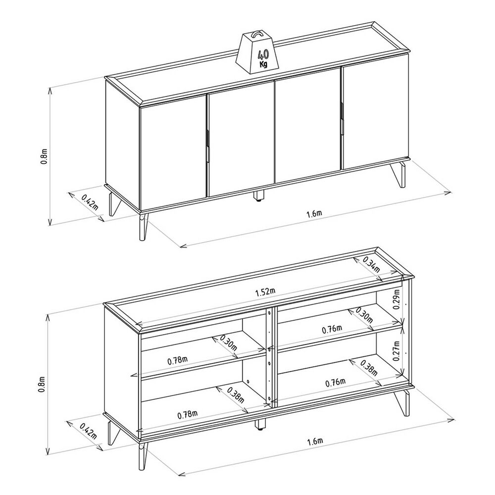 Buffet Sintra Jequitiba/off White 160x80x42 Cm image number 4.0