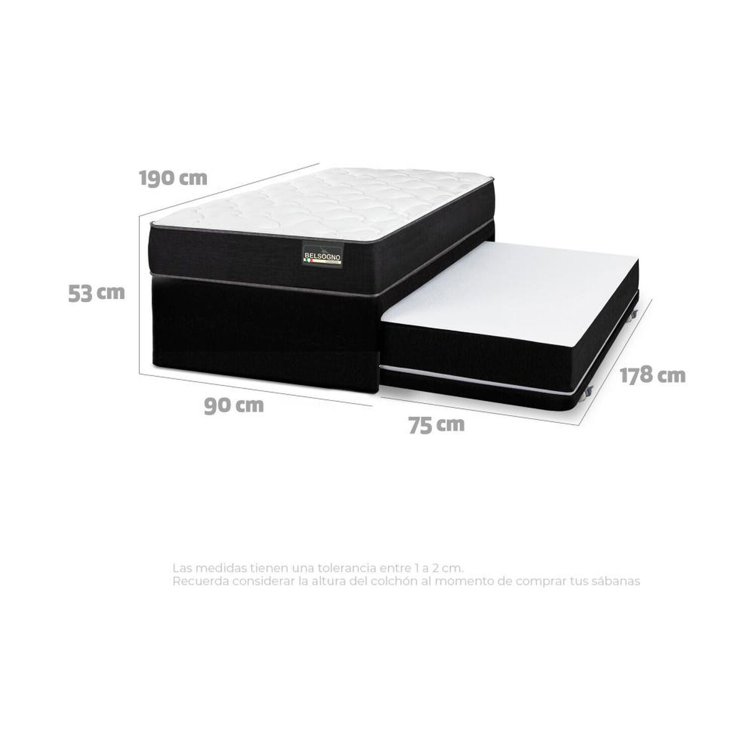 Cama Nido Belsogno One Black / 1 Plaza / Base Normal image number 2.0