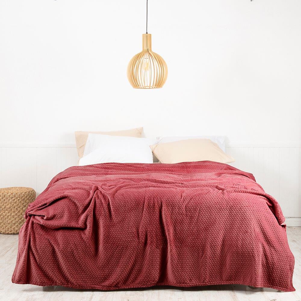 Frazada Coral Embossed 2 Plazas Burdeo image number 0.0
