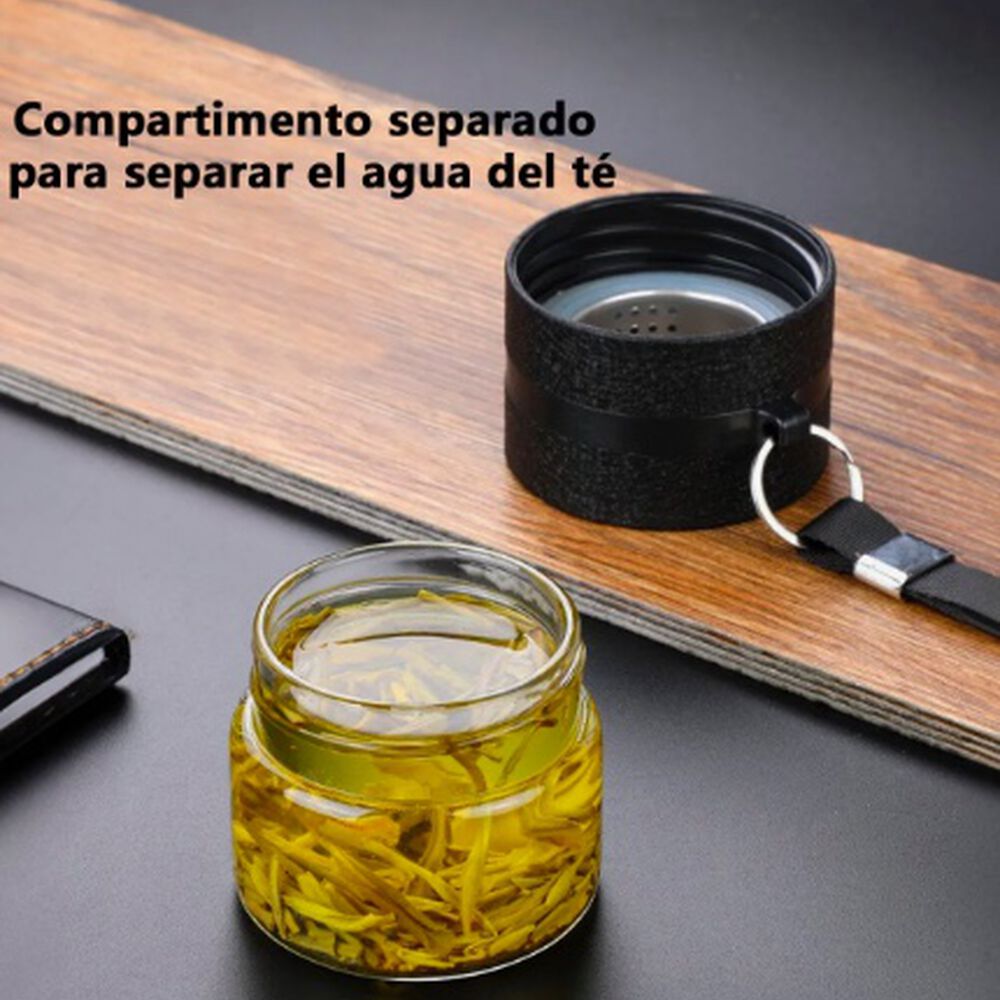 Botella Infusor Vidrio Borosilicato Infusi&oacute;n Separado De T&eacute; Blanco image number 6.0