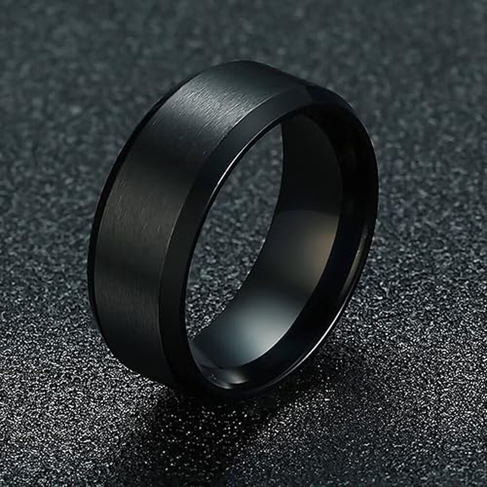 Anillo Titanio Moda 2023 Acero Quirurgico Acero Inoxidable Chile Hombre Caballero Dama Cuadrado Dorado Negro Y Plata/talla 12 image number 2.0