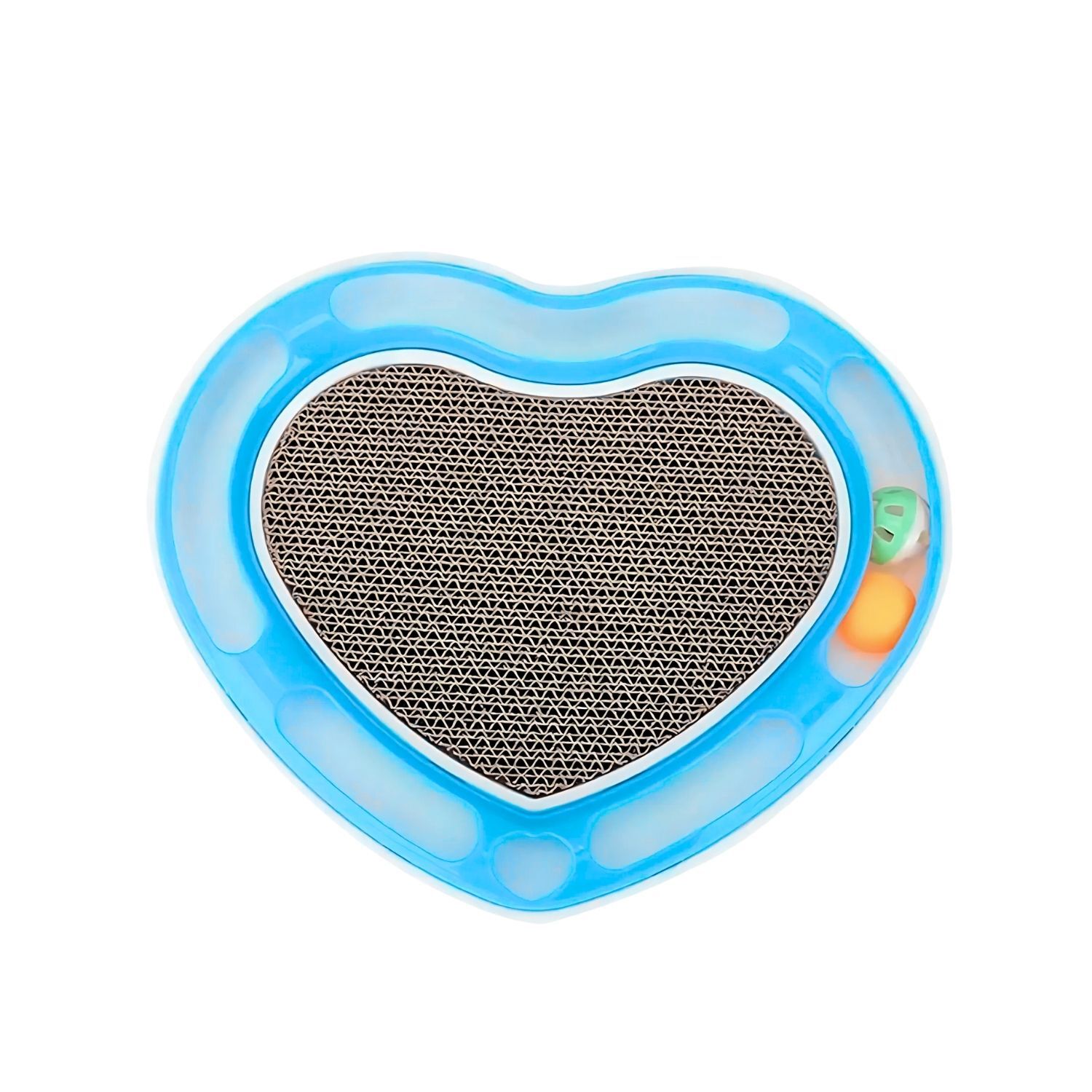 Juguete Interactivo Rascador + Pelota Gatos Forma Corazon Azul image number 1.0