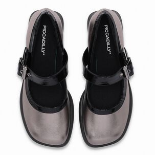 Zapato Mary Jane Mujer Peltre/negro Francisca Piccadilly