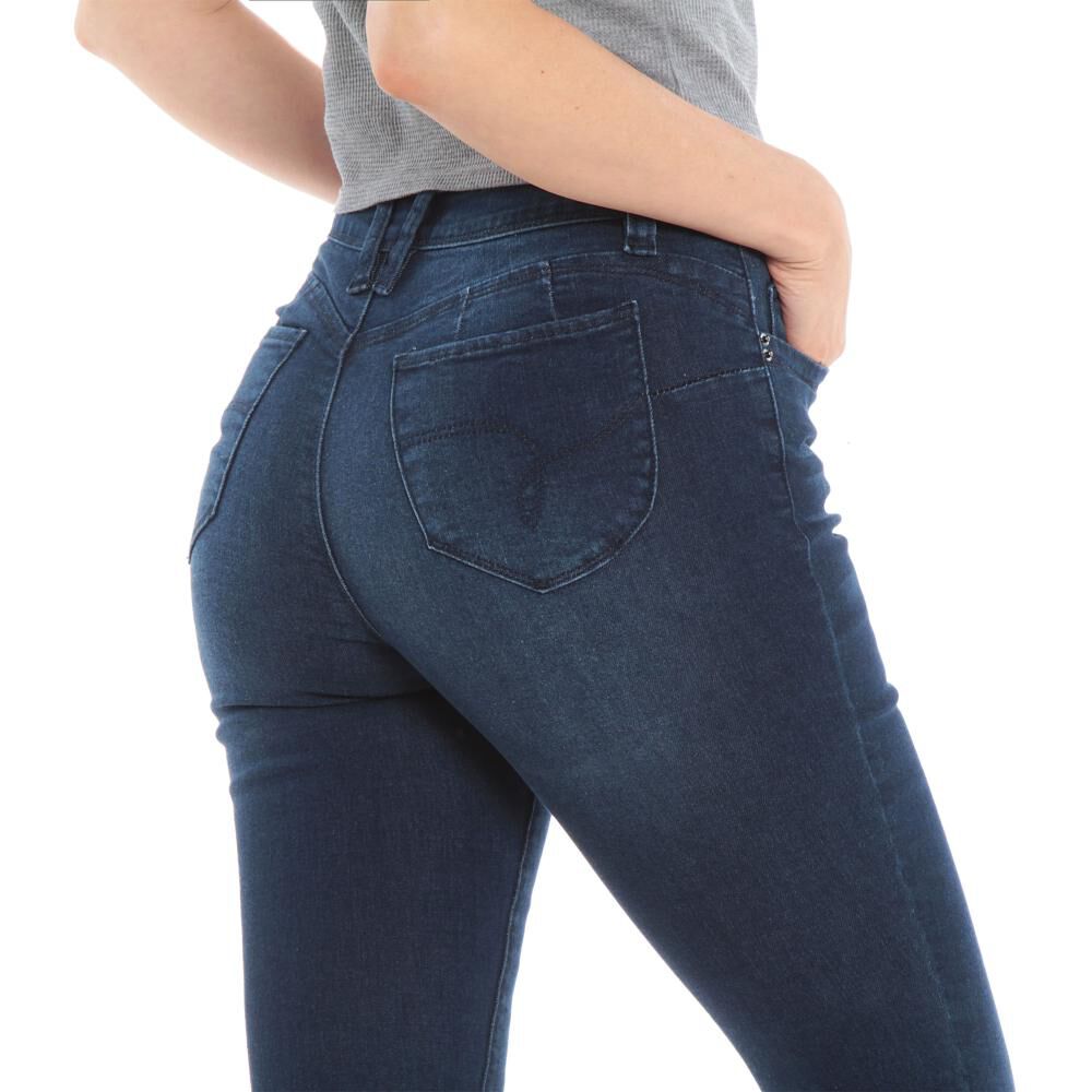 Jeans Pretina Básica Tiro Alto Pitillo Push Up Mujer Wados image number 6.0