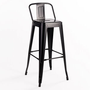 Piso Taburete Tolix Con Respaldo Negro