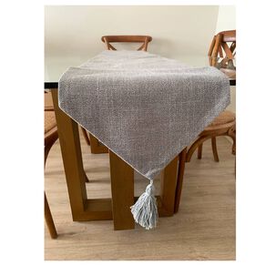 Camino Corredor De Mesa En Lino Con Fleco