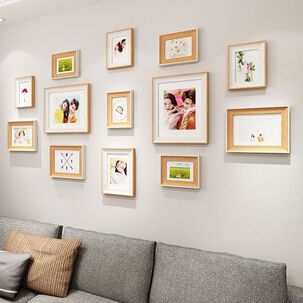 Set Marcos Foto Decorativo Pared 13 Piezas Moderno Beige