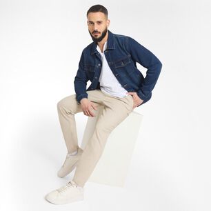 Pantal&oacute;n Liso Tiro Medio Slim Fit Hombre Az Black
