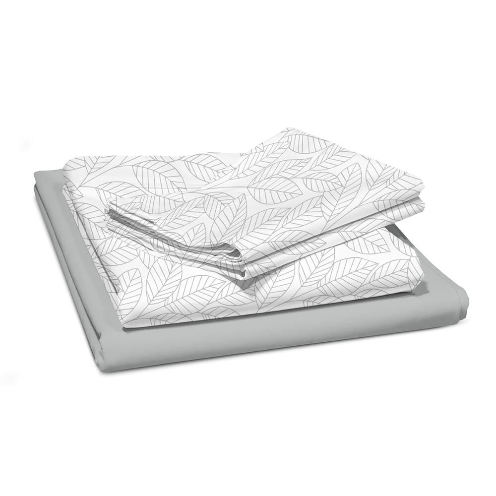 Sabanas Andes 180 Hilos Estampada Hojas Gris King image number 0.0