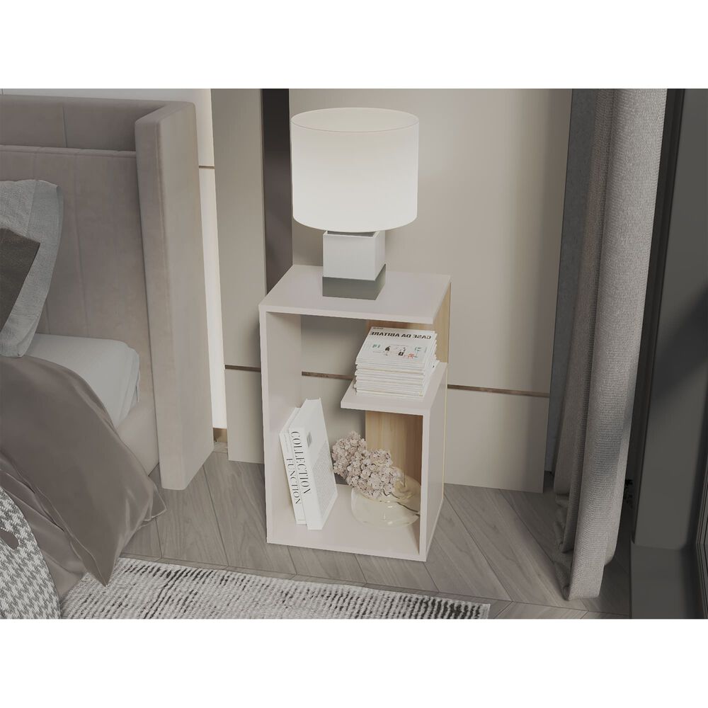 Mesa Lateral 63,4x39,8x30 Cm Beige Y Caf&eacute; Claro image number 5.0