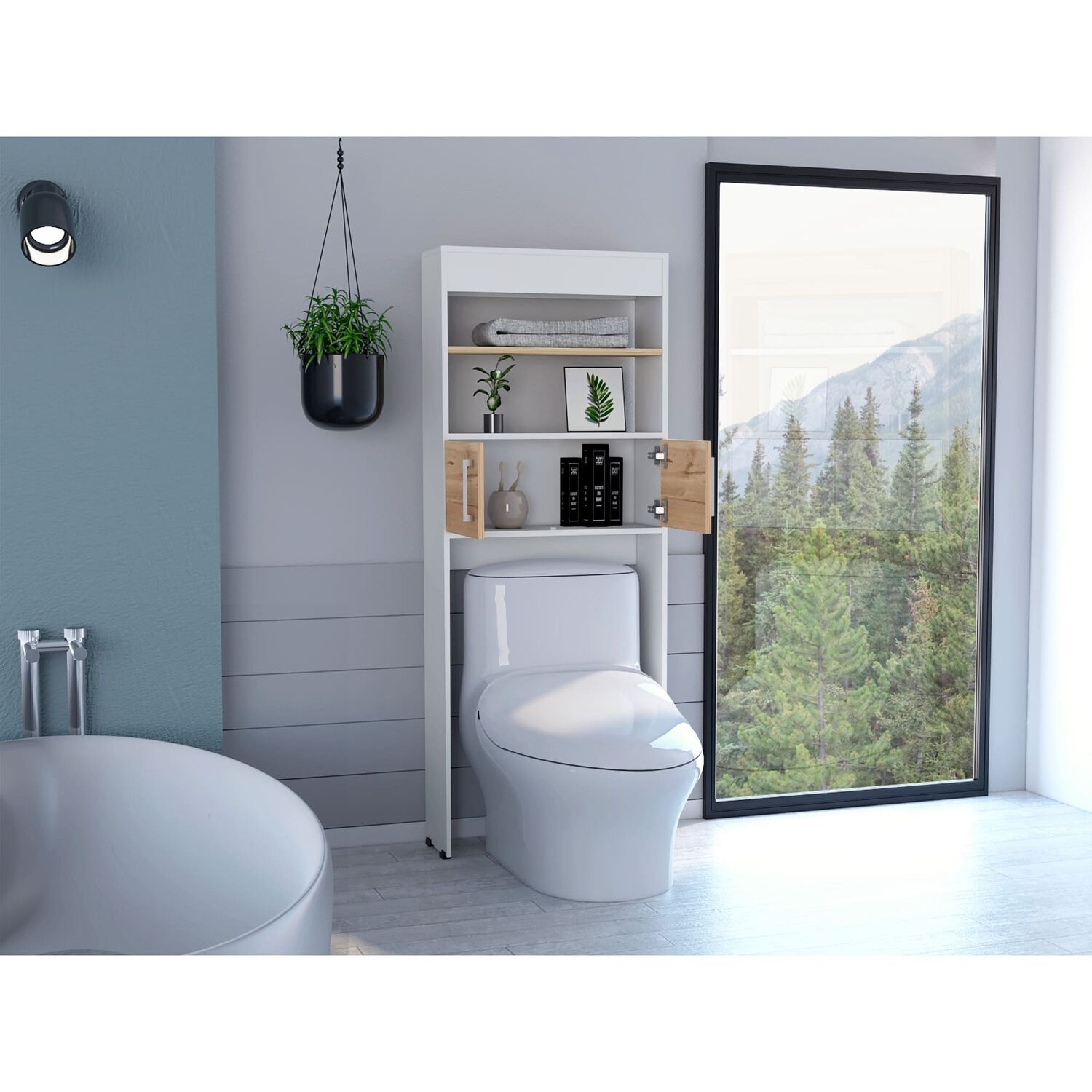 Estante Wc 2 Puertas 3 Repisa Fm-008b Blanco Y Caf&eacute; Claro image number 7.0