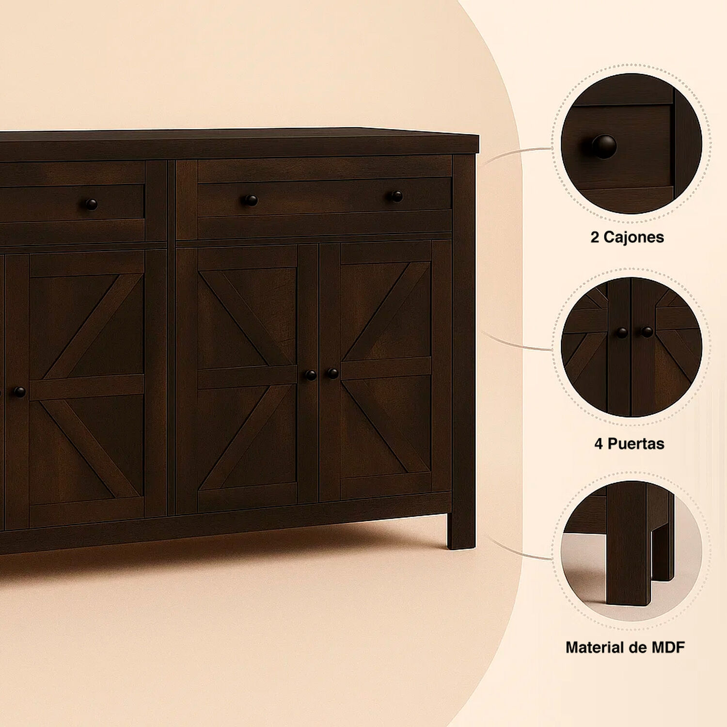 Buffet De Cocina Renk Vintage image number 4.0