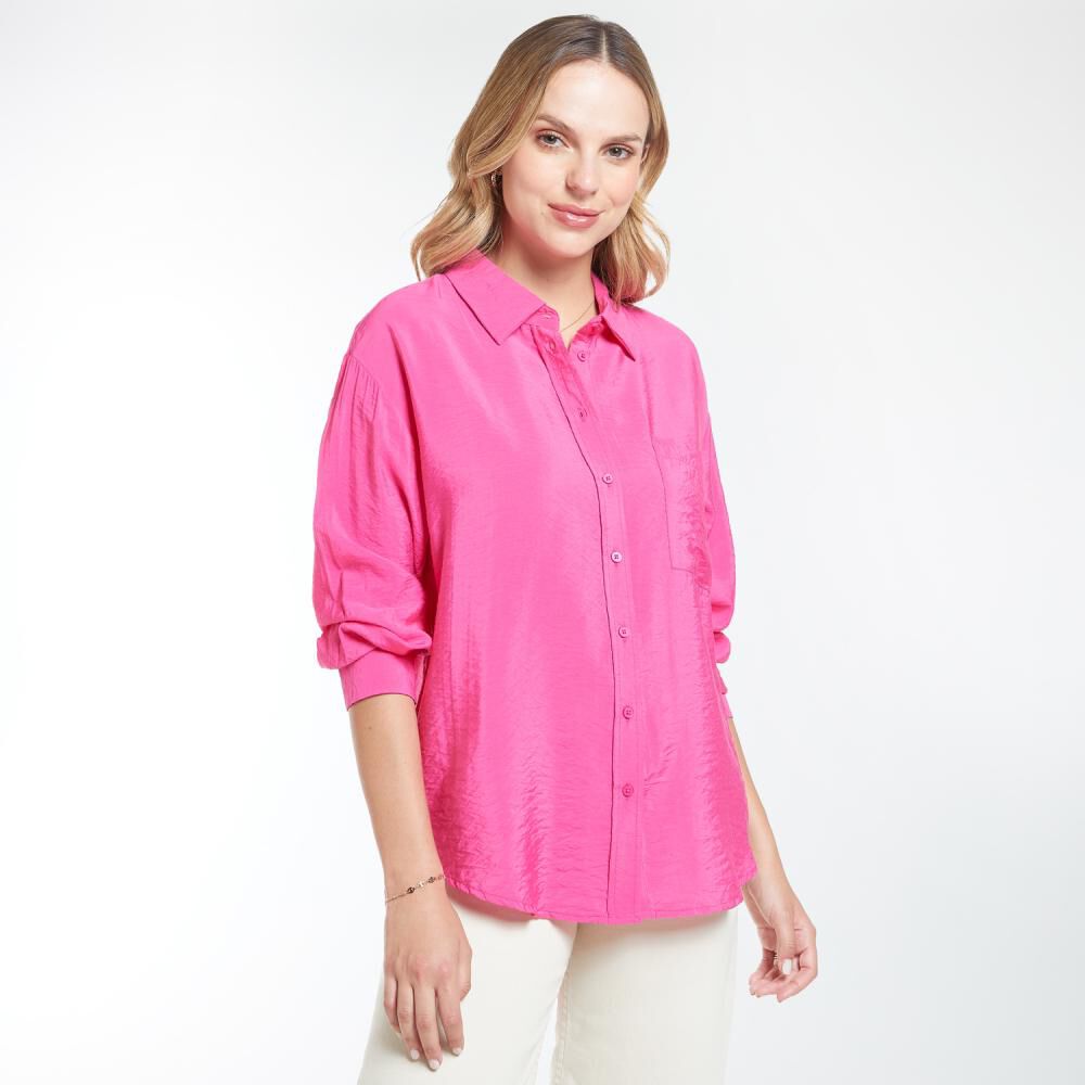 Blusa Textura Arrugada Cuello Camisero Mujer Kimera image number 2.0