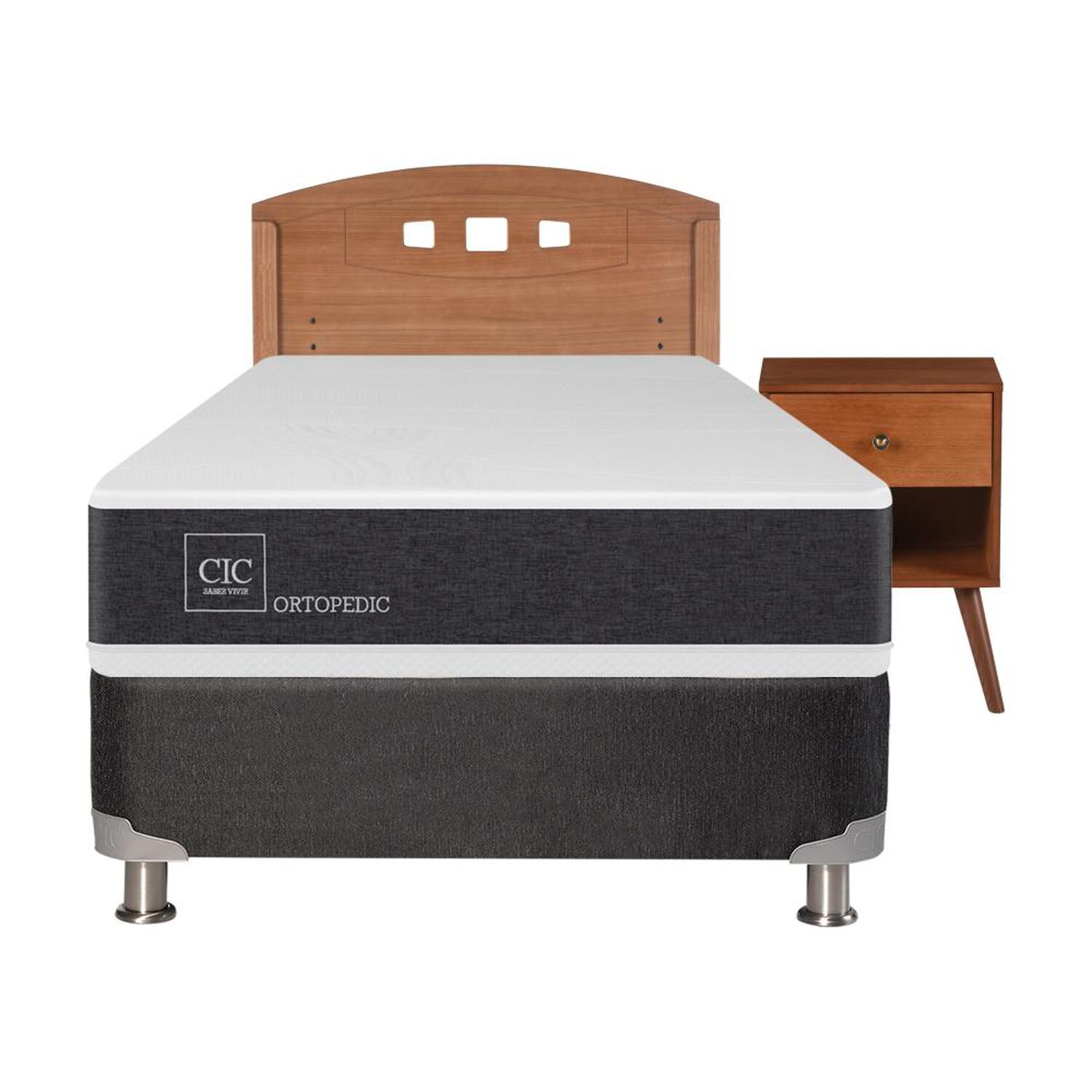 Box Spring Cic Ortopedic / 1.5 Plazas / Base Normal + Set De Maderas image number 0.0