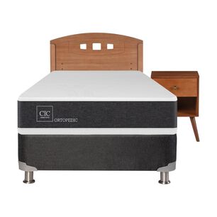 Box Spring Cic Ortopedic / 1.5 Plazas / Base Normal + Set De Maderas