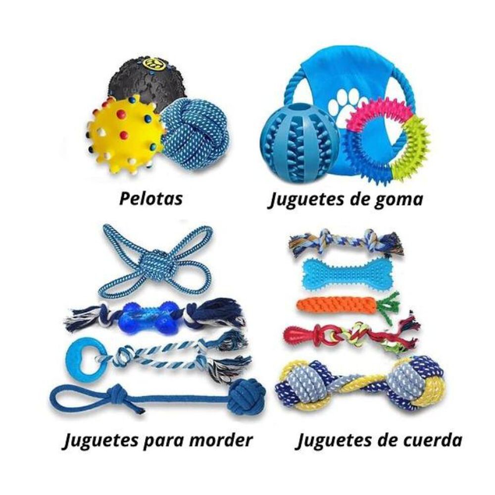 Set 15 Juguetes Para Mascotas Antiestrés Pelota Cuerda Goma image number 2.0