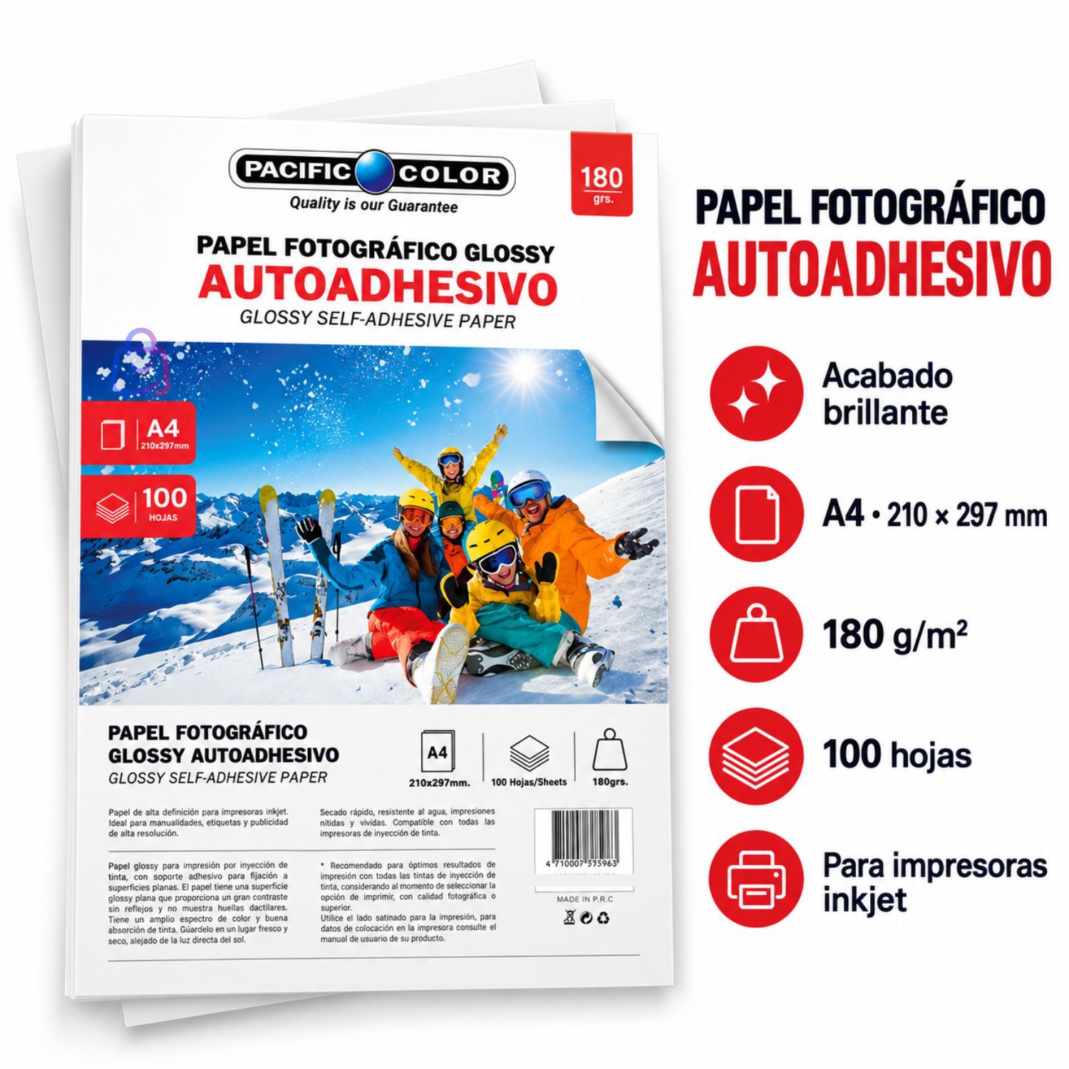 Papel Fotogr&aacute;fico Adhesivo A4 20 Hojas 120g - Ps image number 1.0