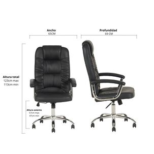 Silla Escritorio Gerencial Boston Negra Ergon&oacute;mica