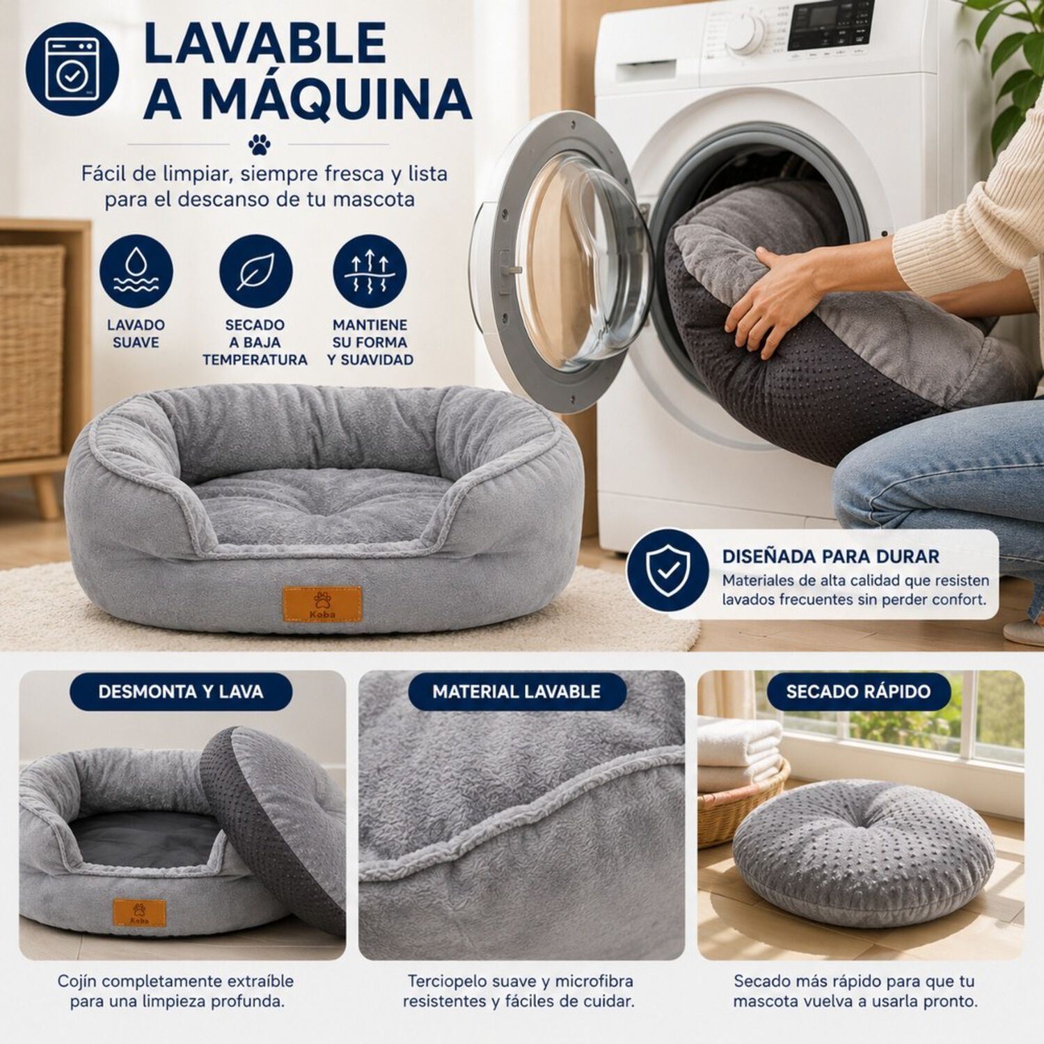 Cama Nido Para Perro Gato Acolchada Reversible 60x53 Cm image number 8.0