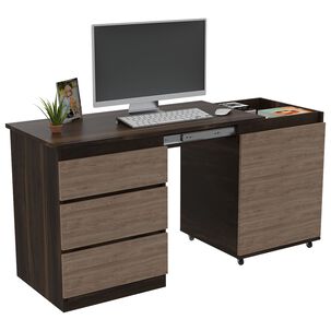 Escritorio Extensible 3 Cajones 1 Puerta Fm-020o Café Oscuro