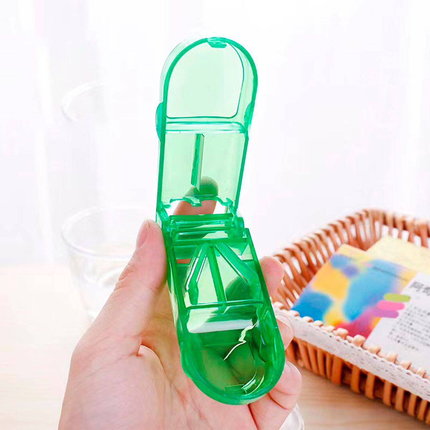 Pastillero Organizador Cortador Dosificador Pastilla Oneder Verde image number 4.0