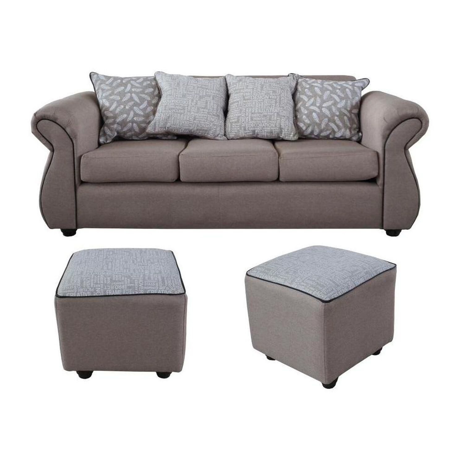 Juego De Living Elegant Detail Moscu / 3 Cuerpos + 2 Pouf image number 0.0