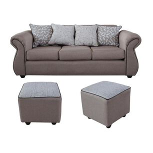 Juego De Living Elegant Detail Moscu / 3 Cuerpos + 2 Pouf