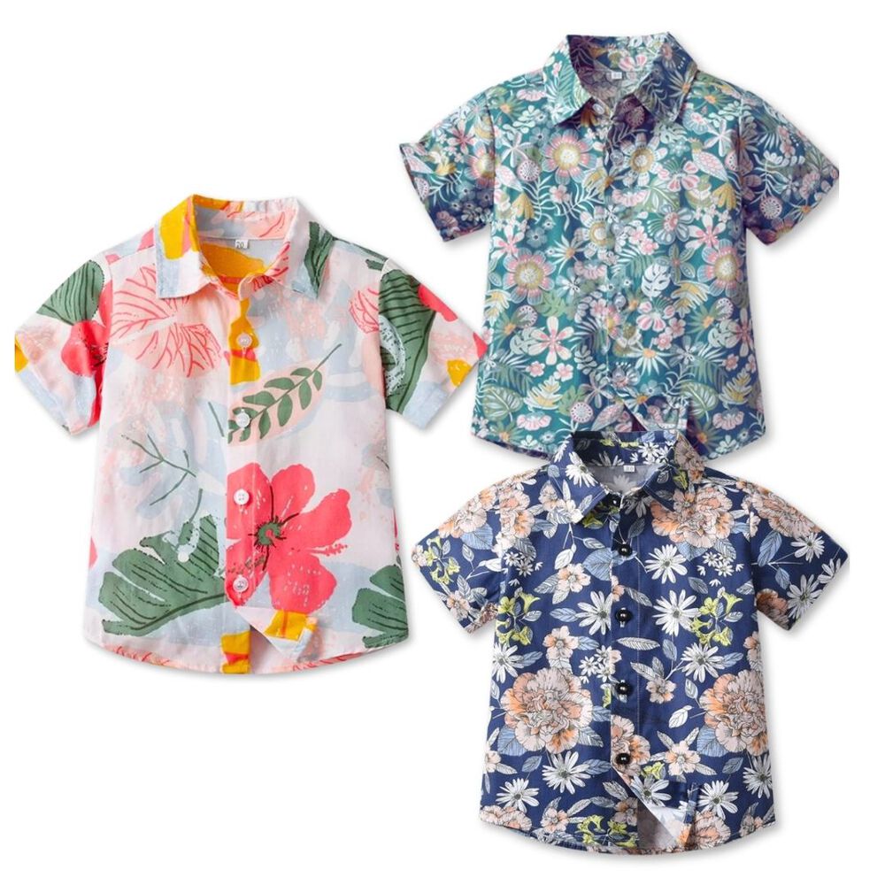 Camisa Hawaiana Manga Corta Niño De 6 Meses A 7 Años Tropical Surtido image number 0.0