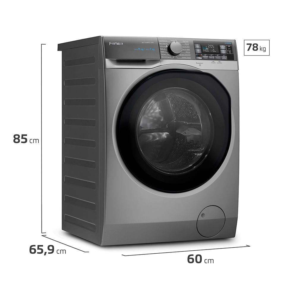 Lavadora Secadora Fensa 11kg Lavado Inteligente 11wd Gris image number 1.0