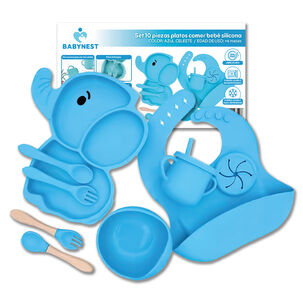 Set Alimentacion Silicona Bebe 10p Antideslizante Babynest