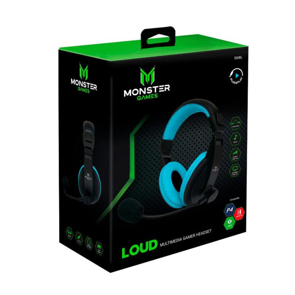 Audifono Gamer Jack 3.5 Negro Azul Loud image number 2.0