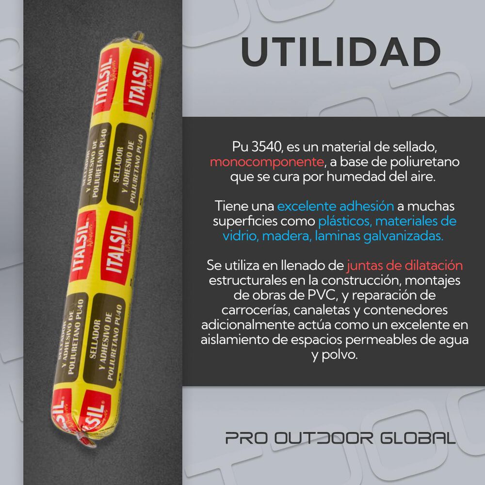 Caja 20 Unidades Sellador Y Adhesivo Poliuretano Pu 40 600 Ml Pintable Blanco image number 3.0