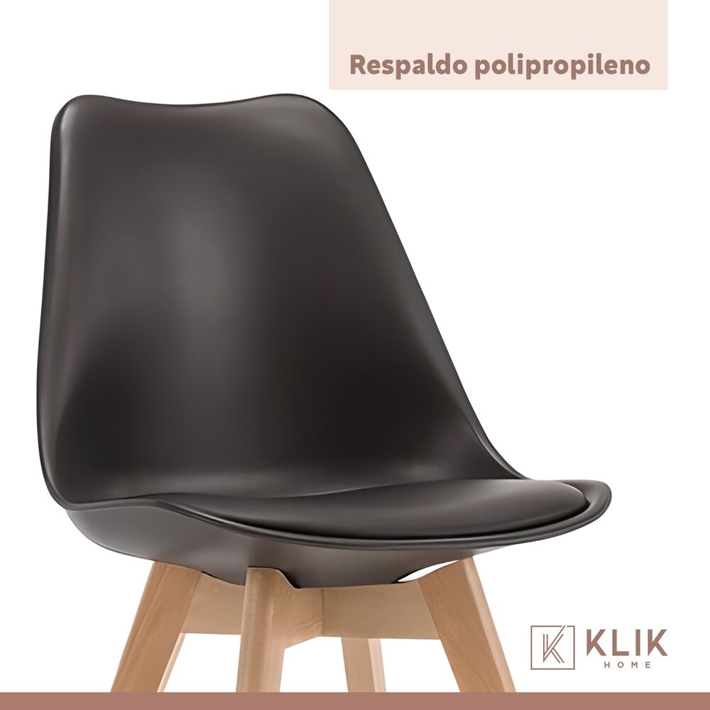 Comedor Redondo De Vidrio Cross 120cm + 5 Silla Tulip Acolchada - Negra image number 6.0