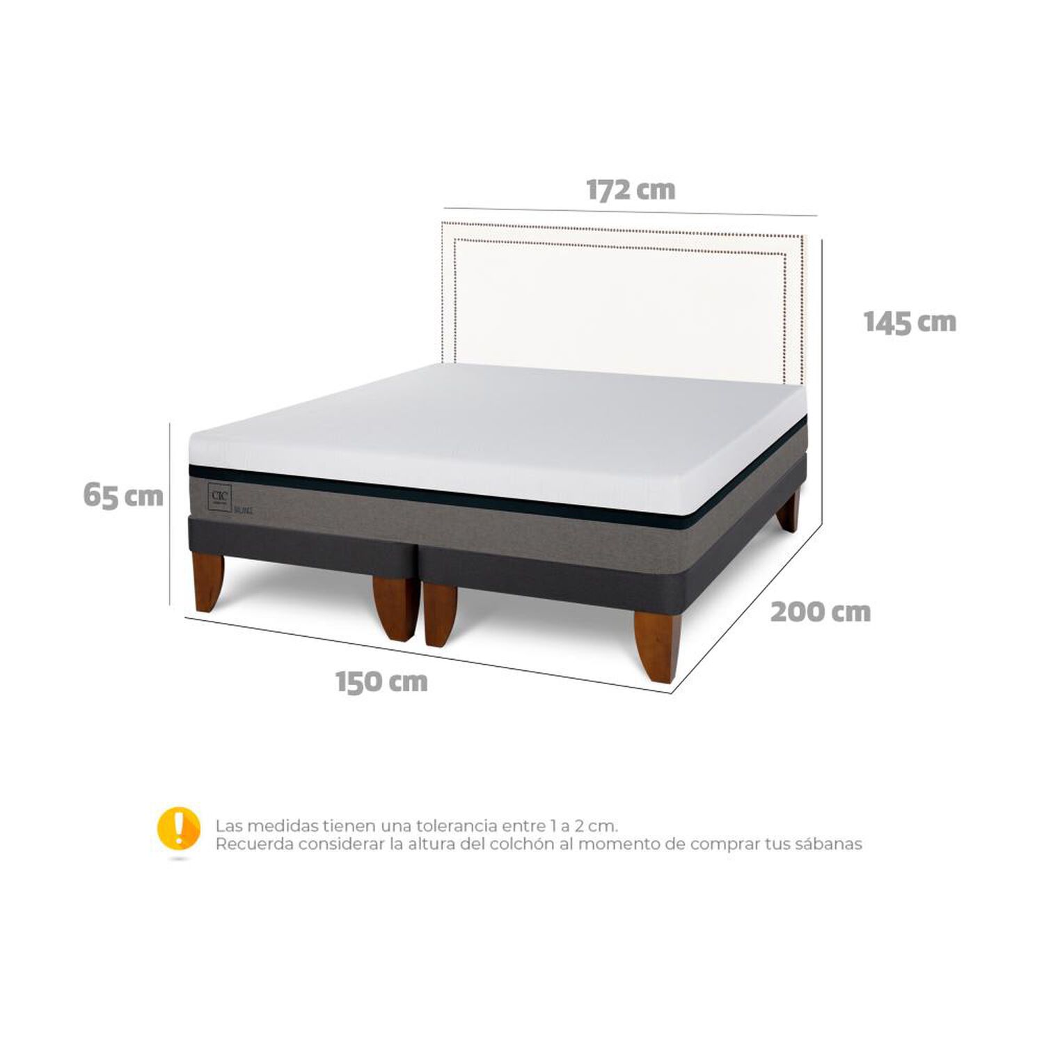 Cama Europea Cic Balance / 2 Plazas / Base Dividida + Respaldo image number 5.0