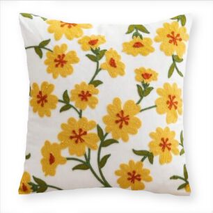 Funda Cojin Bordada 45x45 Cm Enredadera Mostaza