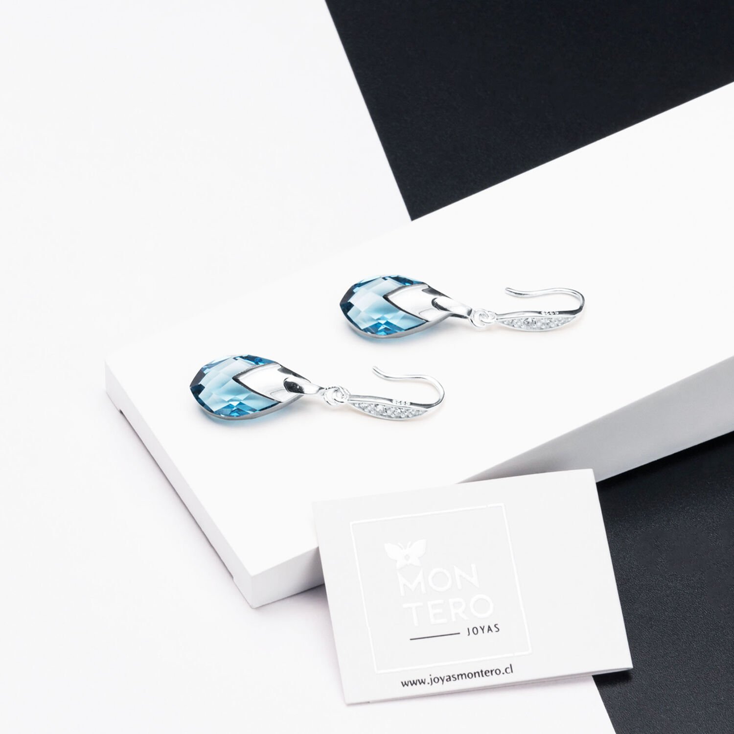 Aros Alaska Cristales Genuinos Aquamarine Joyas Montero image number 1.0