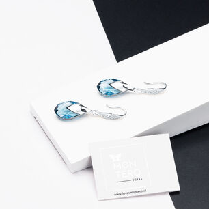 Aros Alaska Cristales Genuinos Aquamarine Joyas Montero