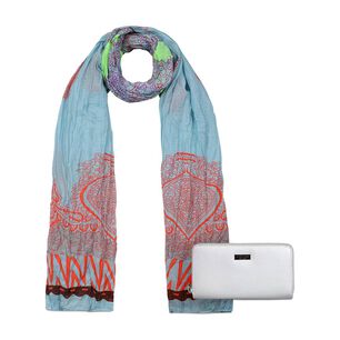 Pack Billetera Bessie Silver + Pa&ntilde;uelo Alcala Celeste Kenneth Cole
