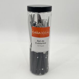 Cubiertos De Mesa Casaideal Black 16p / 16 Piezas
