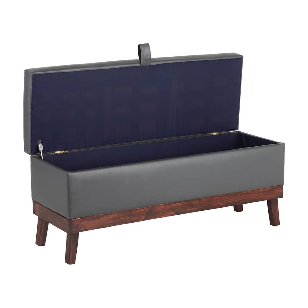 Banqueta Con Ba&uacute;l Incy Gris Eco Cuero 120x40x50 Cm M&aacute;xima Design image number 2.0